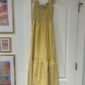 SHEIN Yellow Checkered Kids Dress